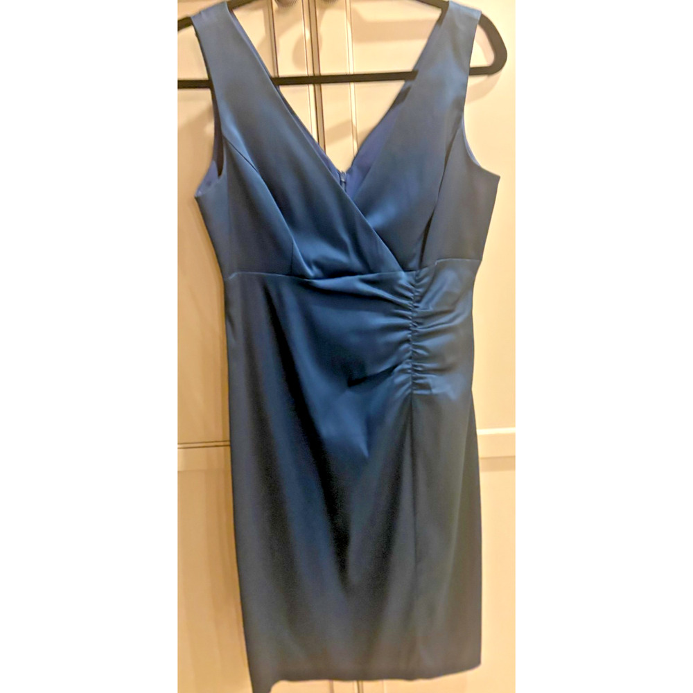 Donna Ricco NY Dress Shirred Front Sleeveless Womens Size 8 Dark Aqua